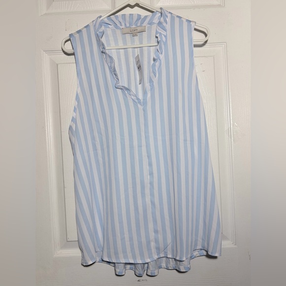 LOFT Tops - New LOFT Ruffled‎ V-Neck Striped Tank Blouse Sz XL